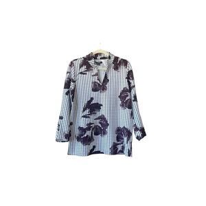 Alfani  Black & White Top Long Sleeve Medium